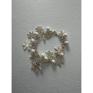 Snowflake bracelet silver pearl bead chain adjustable accessories‎ jewelry charm